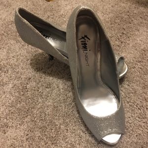 Sparkly silver heels